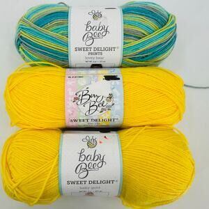3 Baby Bee Sweet Delight Prints Baby Yarn LOVEY BEAR Baby Gold Yellow Green Blue